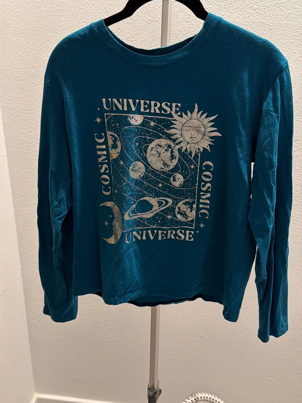 GAP Teal Long-Sleeve Cosmic Graphic Tee